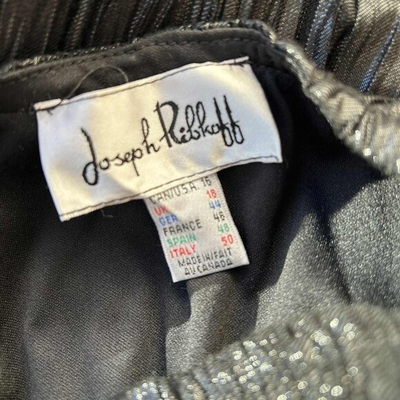 Joseph Ribkoff Metallic Crinkle Pleated Lamé Maxi Skirt Black Silver – US 16 - Picture 6 of 8